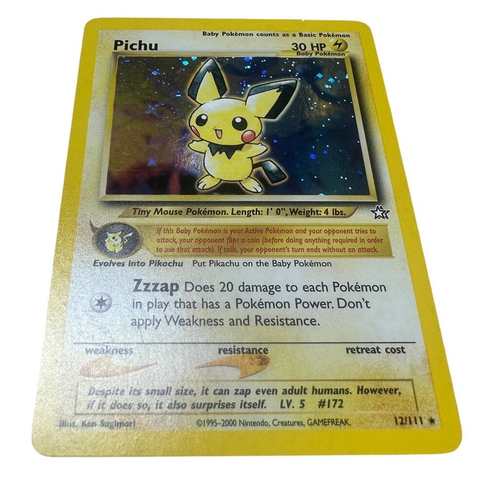 Pokémon TCG Pichu Neo Genesis 12/111 Unlimited Holo Rare LP